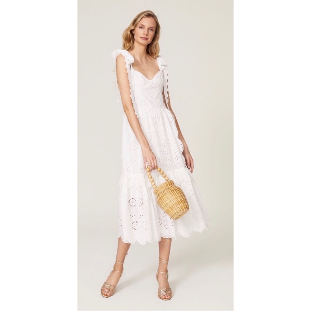Alexis Antonella Lace White Eyelet Midi Dress